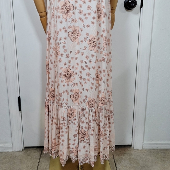 Olivaceous Pink Cottagecore Whimsical High-Low Flutter Sleeve Floral Dress Small - Picture 10 of 12